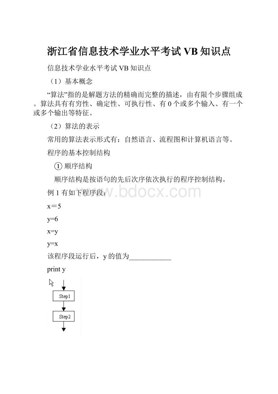 浙江省信息技术学业水平考试VB知识点.docx