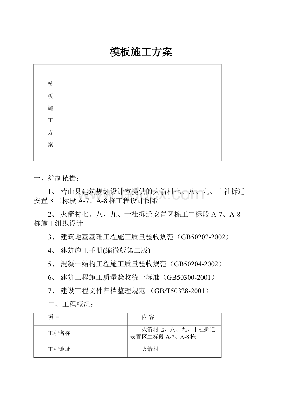 模板施工方案.docx