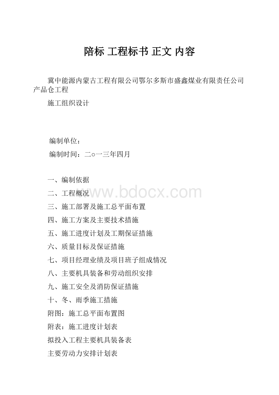 陪标 工程标书正文 内容Word文档格式.docx