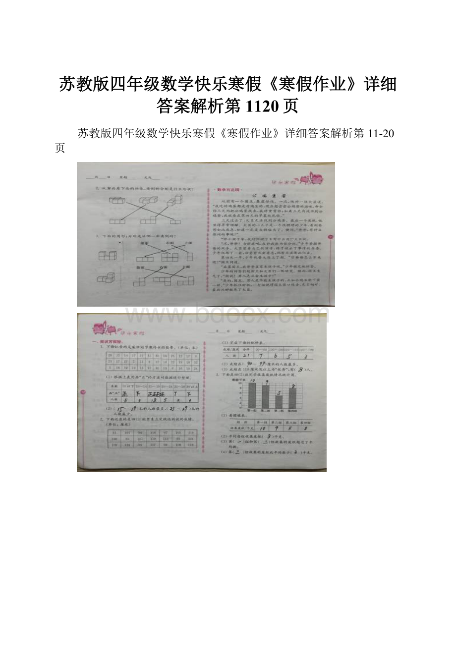 苏教版四年级数学快乐寒假《寒假作业》详细答案解析第1120页Word文档格式.docx