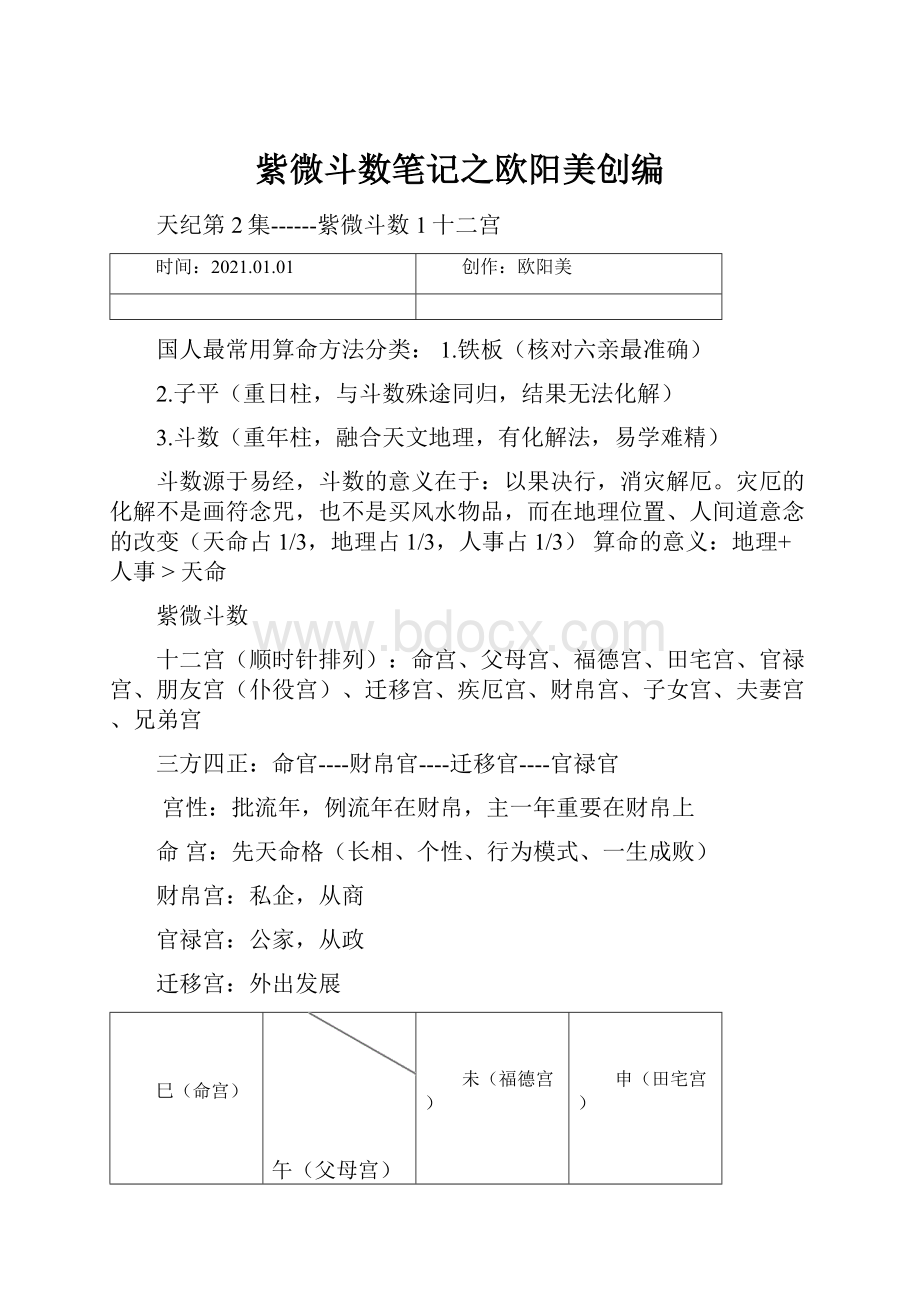 紫微斗数笔记之欧阳美创编文档格式.docx_第1页