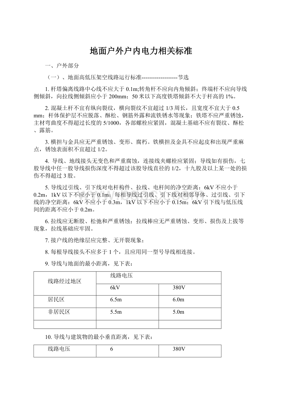 地面户外户内电力相关标准文档格式.docx_第1页