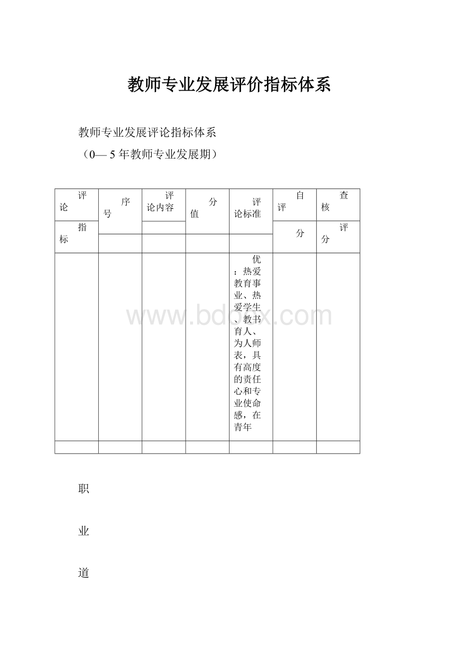 教师专业发展评价指标体系Word文档格式.docx