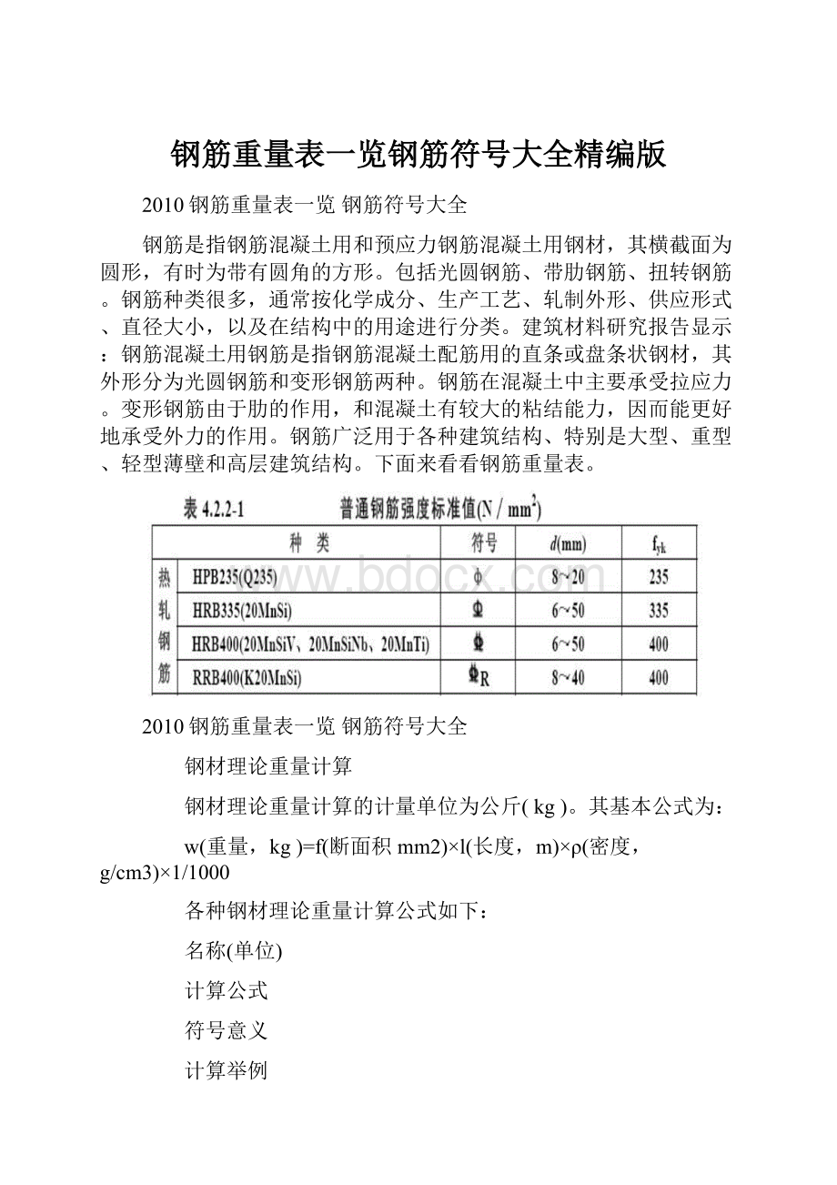 钢筋重量表一览钢筋符号大全精编版.docx