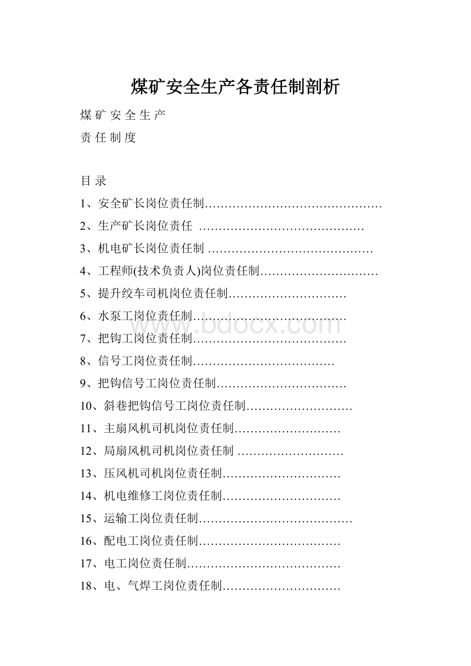 煤矿安全生产各责任制剖析Word文档格式.docx_第1页