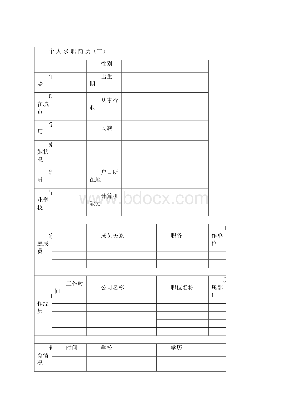 个人简历模板表格模板Word文档格式.docx_第3页