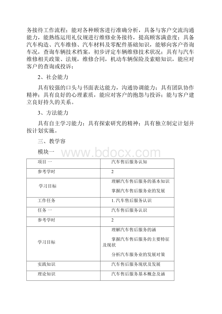 汽车维修业务接待课程标准Word格式.docx_第2页