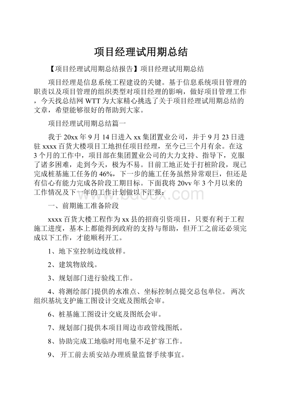 项目经理试用期总结.docx