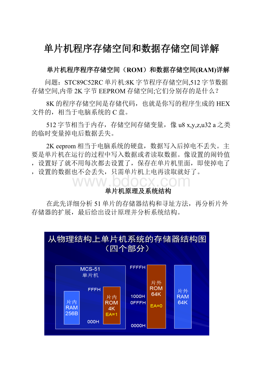 单片机程序存储空间和数据存储空间详解.docx