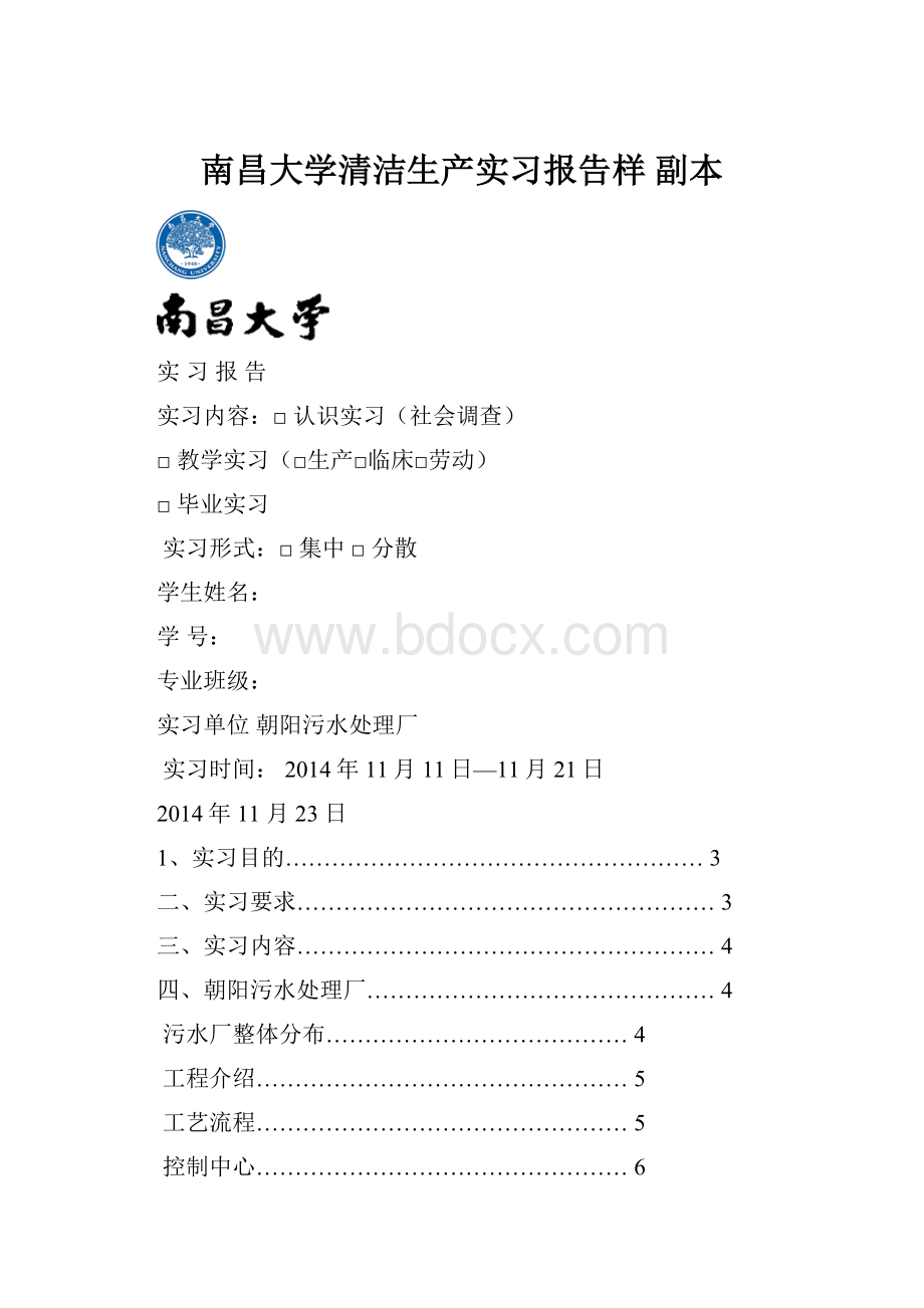 南昌大学清洁生产实习报告样副本Word格式.docx_第1页