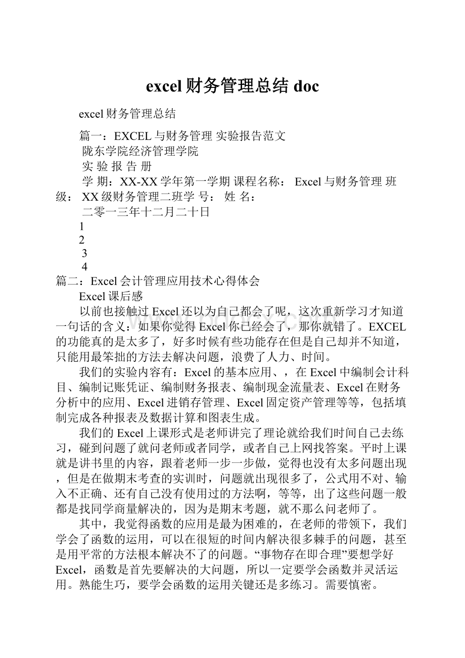 excel财务管理总结docWord格式.docx