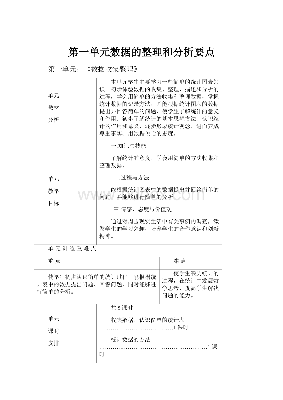 第一单元数据的整理和分析要点.docx