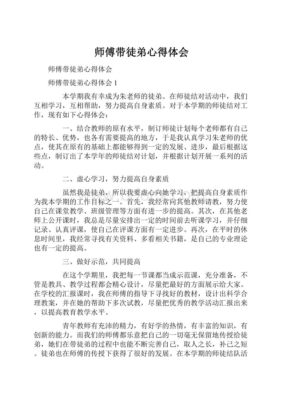 师傅带徒弟心得体会.docx