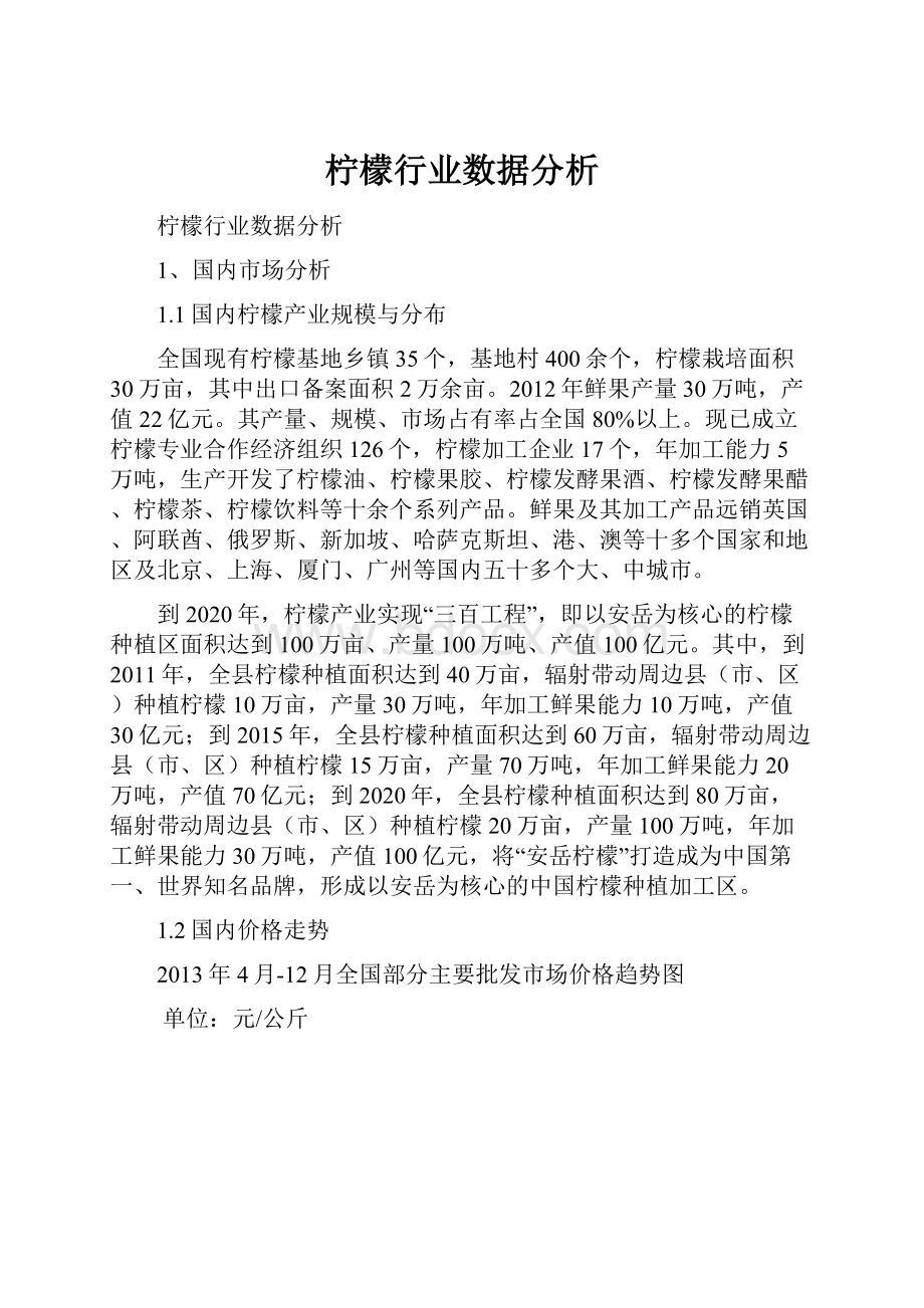 柠檬行业数据分析Word文档格式.docx