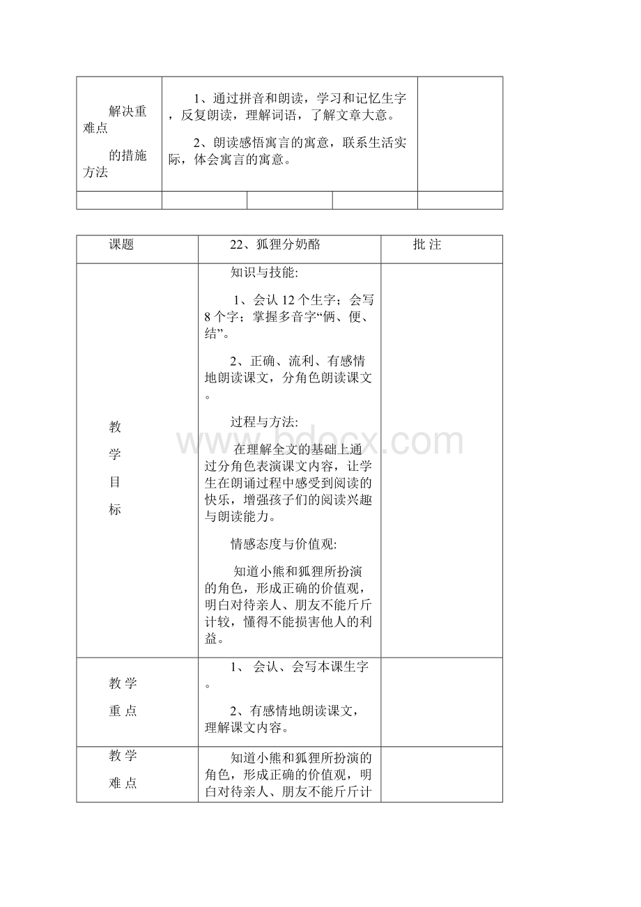 狐狸分奶酪教学设计.docx_第2页