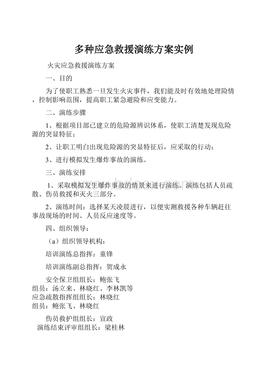 多种应急救援演练方案实例.docx_第1页