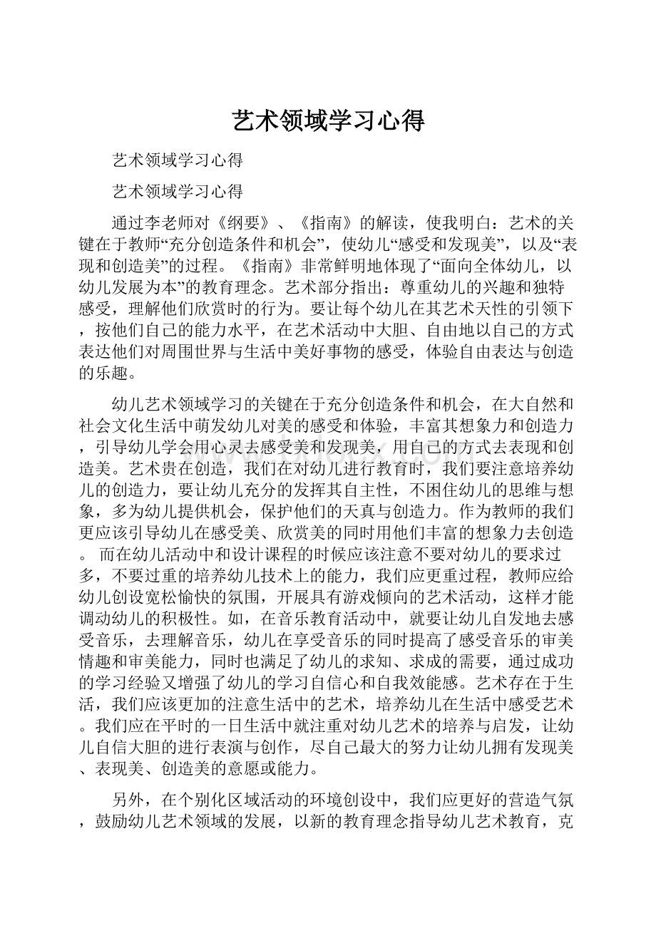 艺术领域学习心得文档格式.docx