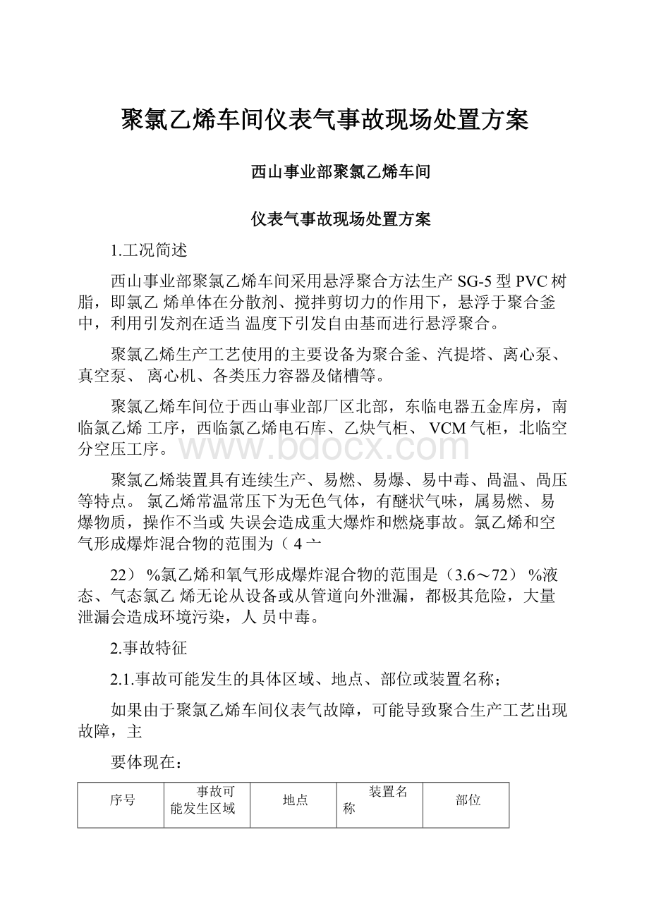 聚氯乙烯车间仪表气事故现场处置方案.docx_第1页