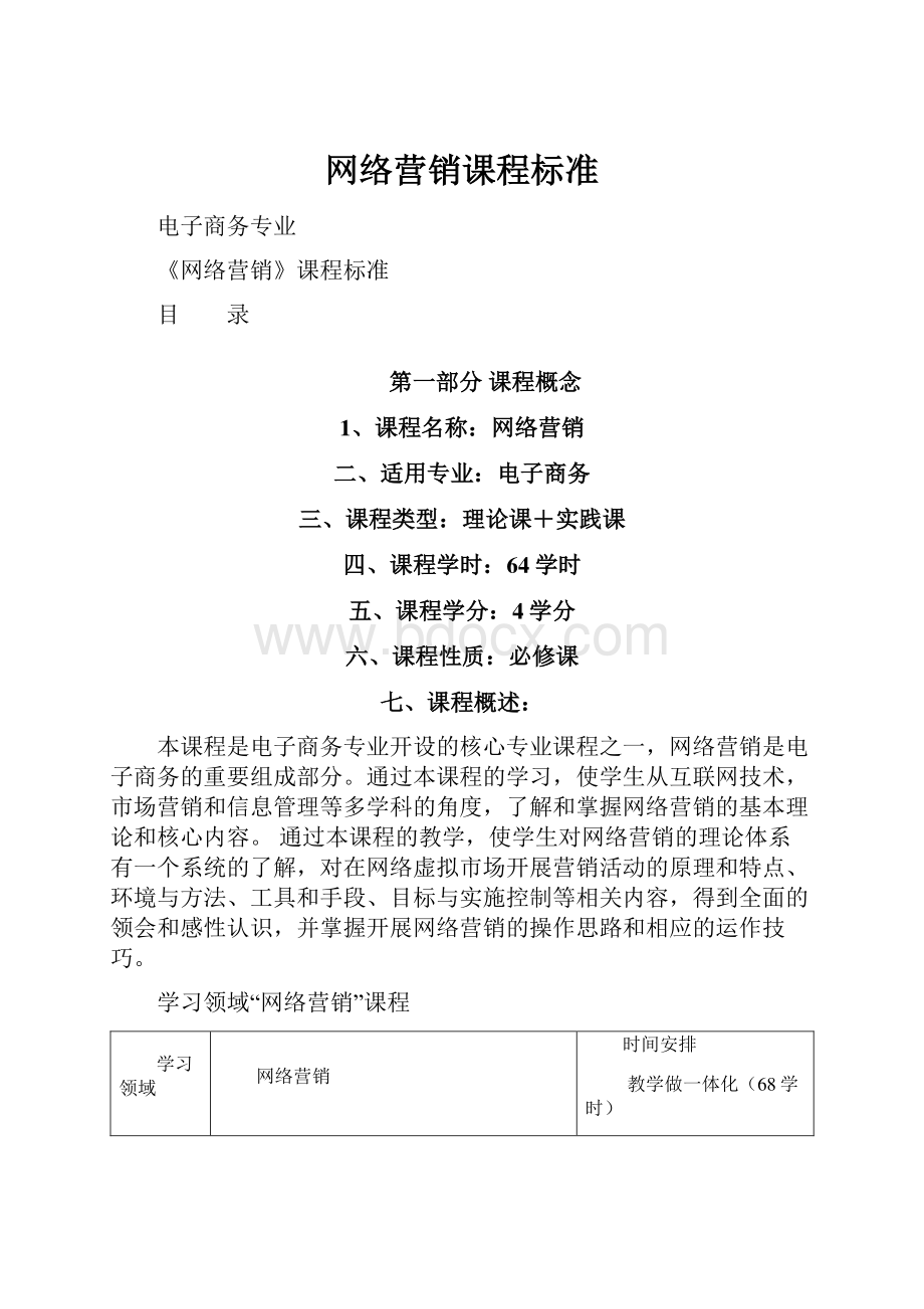 网络营销课程标准文档格式.docx