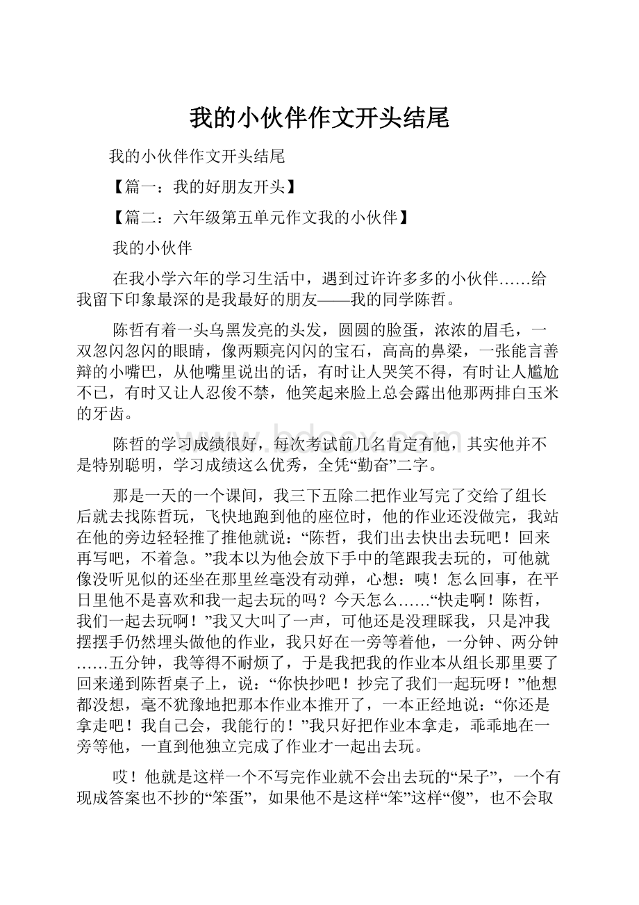 我的小伙伴作文开头结尾Word格式.docx