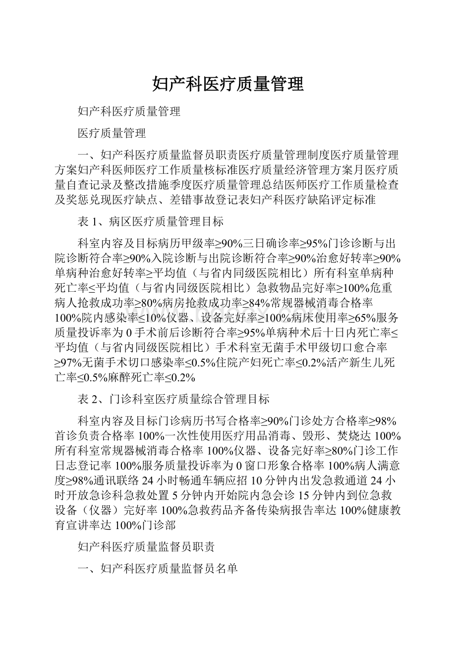 妇产科医疗质量管理Word文档下载推荐.docx_第1页