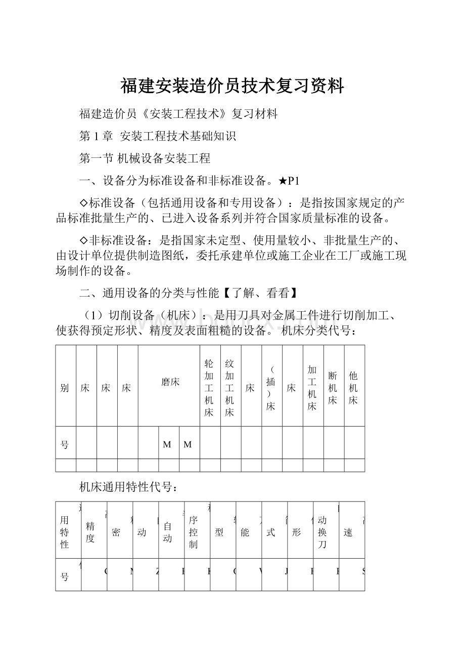 福建安装造价员技术复习资料.docx_第1页