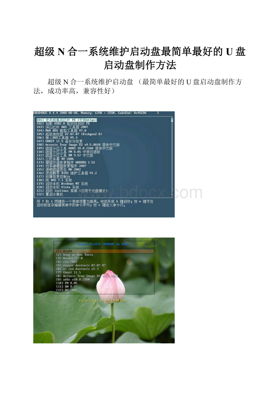 超级N合一系统维护启动盘最简单最好的U盘启动盘制作方法文档格式.docx