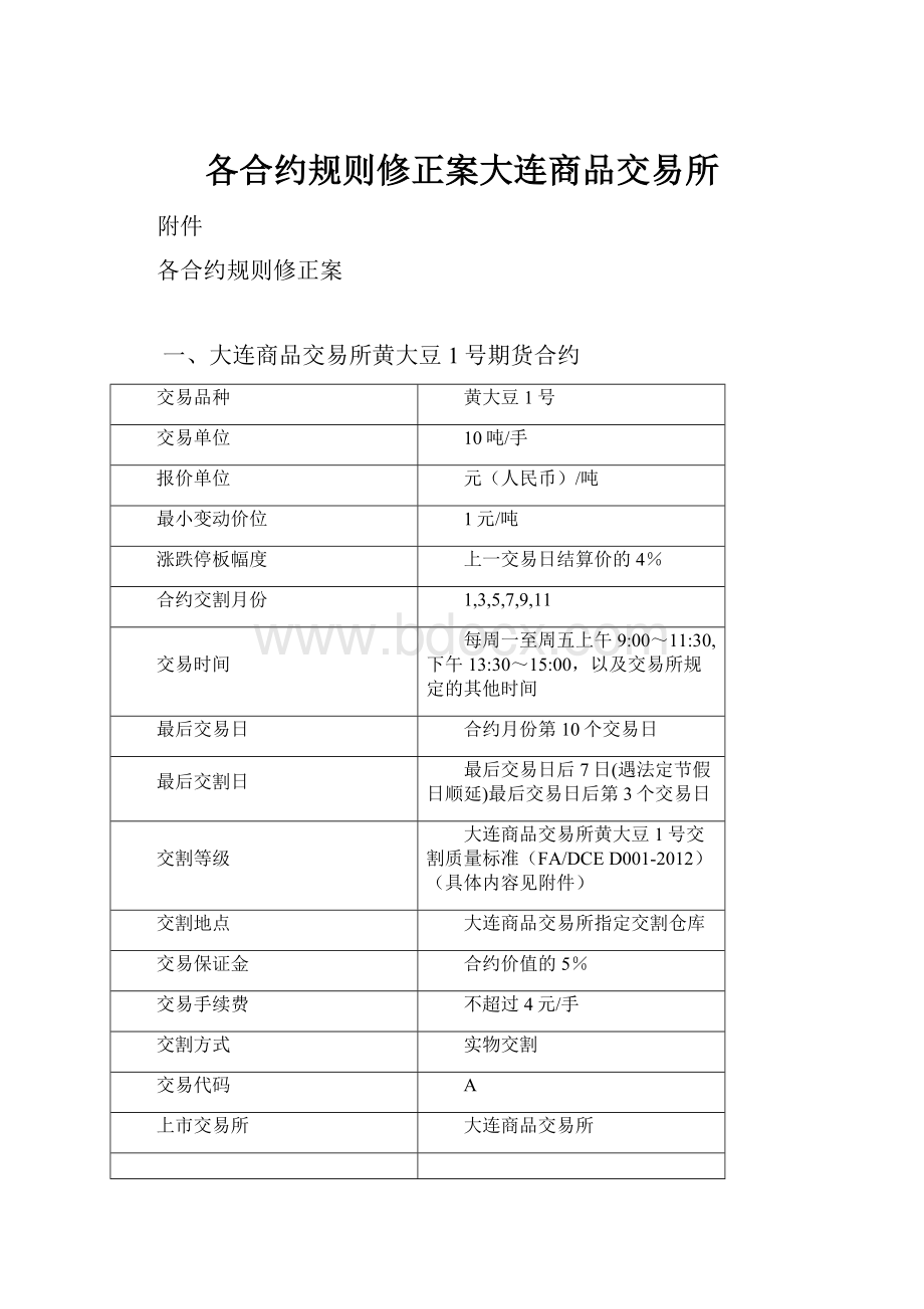 各合约规则修正案大连商品交易所.docx_第1页