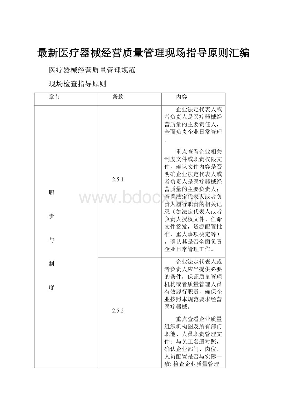 最新医疗器械经营质量管理现场指导原则汇编Word格式文档下载.docx