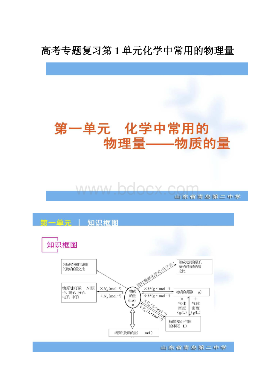 高考专题复习第1单元化学中常用的物理量文档格式.docx