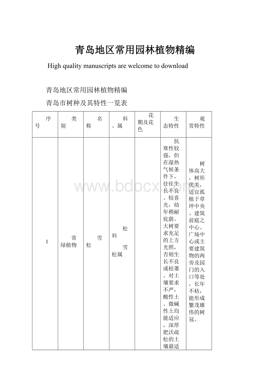 青岛地区常用园林植物精编.docx