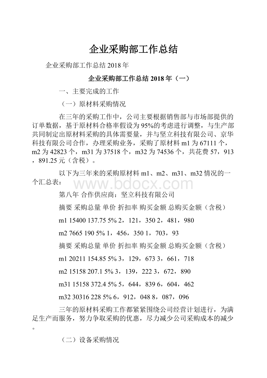 企业采购部工作总结.docx_第1页