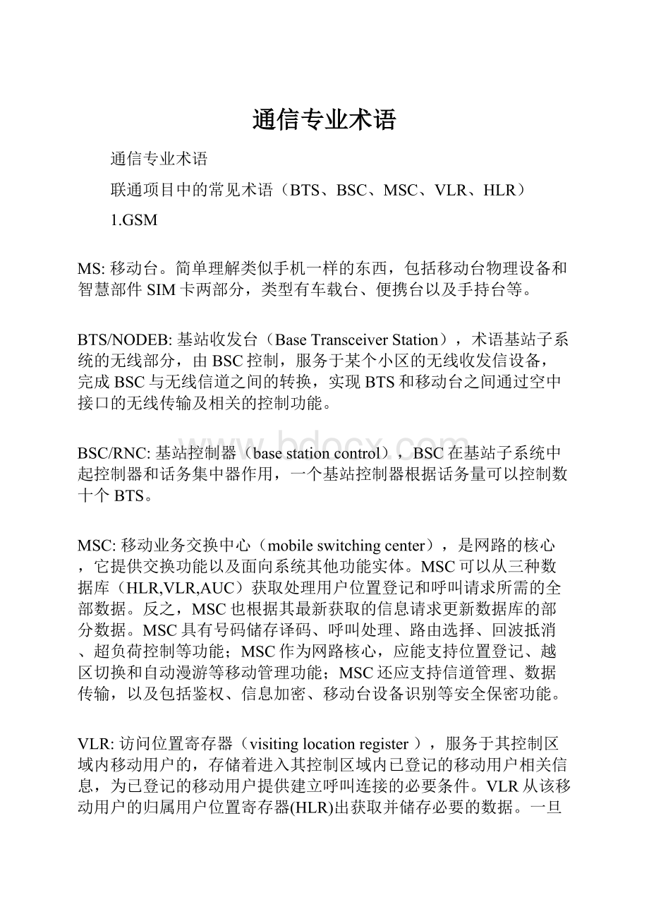 通信专业术语Word格式文档下载.docx