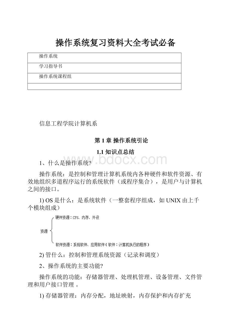 操作系统复习资料大全考试必备文档格式.docx