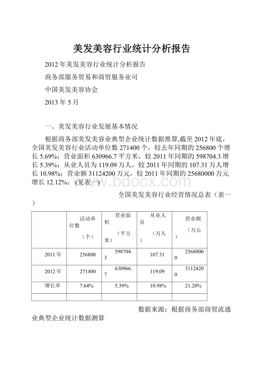 美发美容行业统计分析报告.docx_第1页