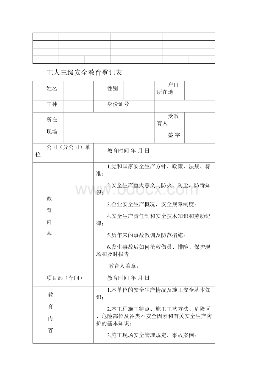 建筑施工各类人员安全教育记录本三级安全教育台账.docx_第3页