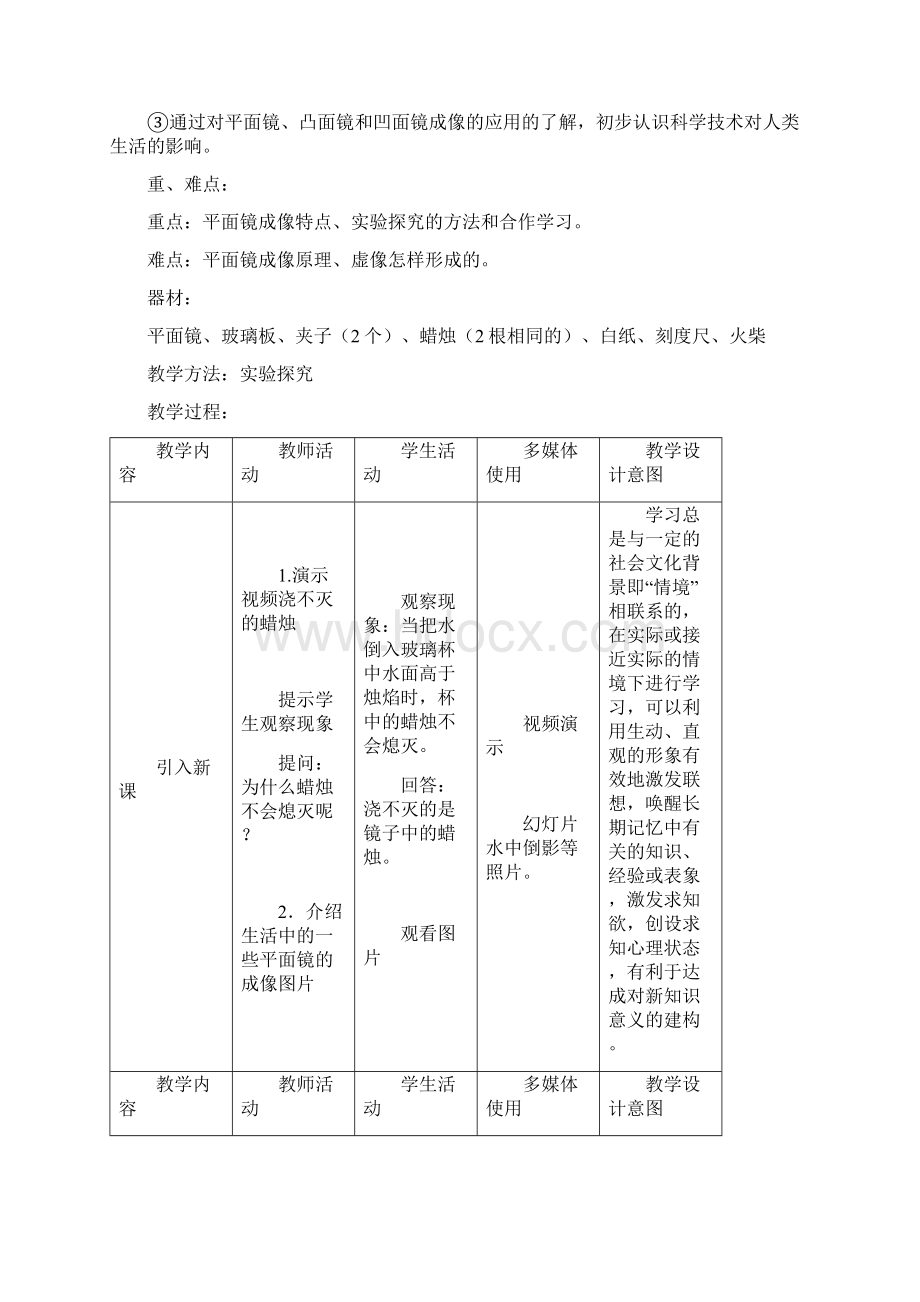 平面镜成像的教学设计.docx_第2页