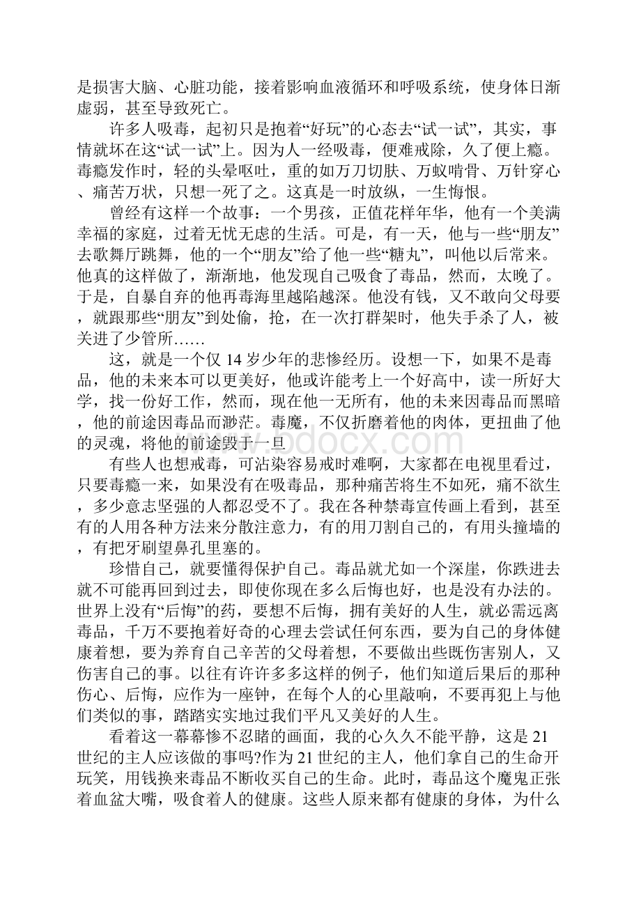 国际禁毒日主题演讲稿珍爱生命远离毒品精选7篇.docx_第2页