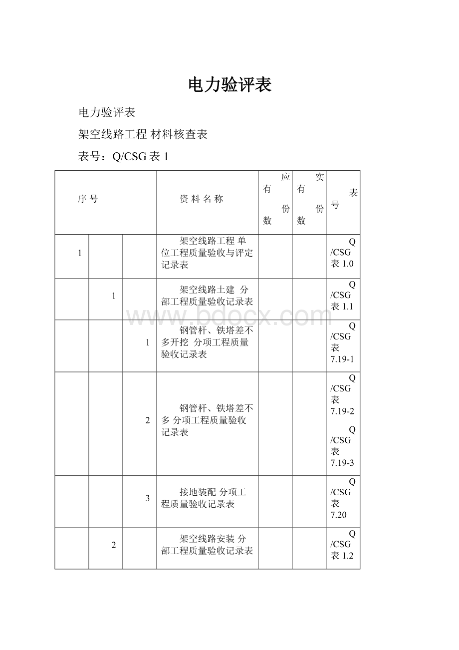 电力验评表Word格式文档下载.docx