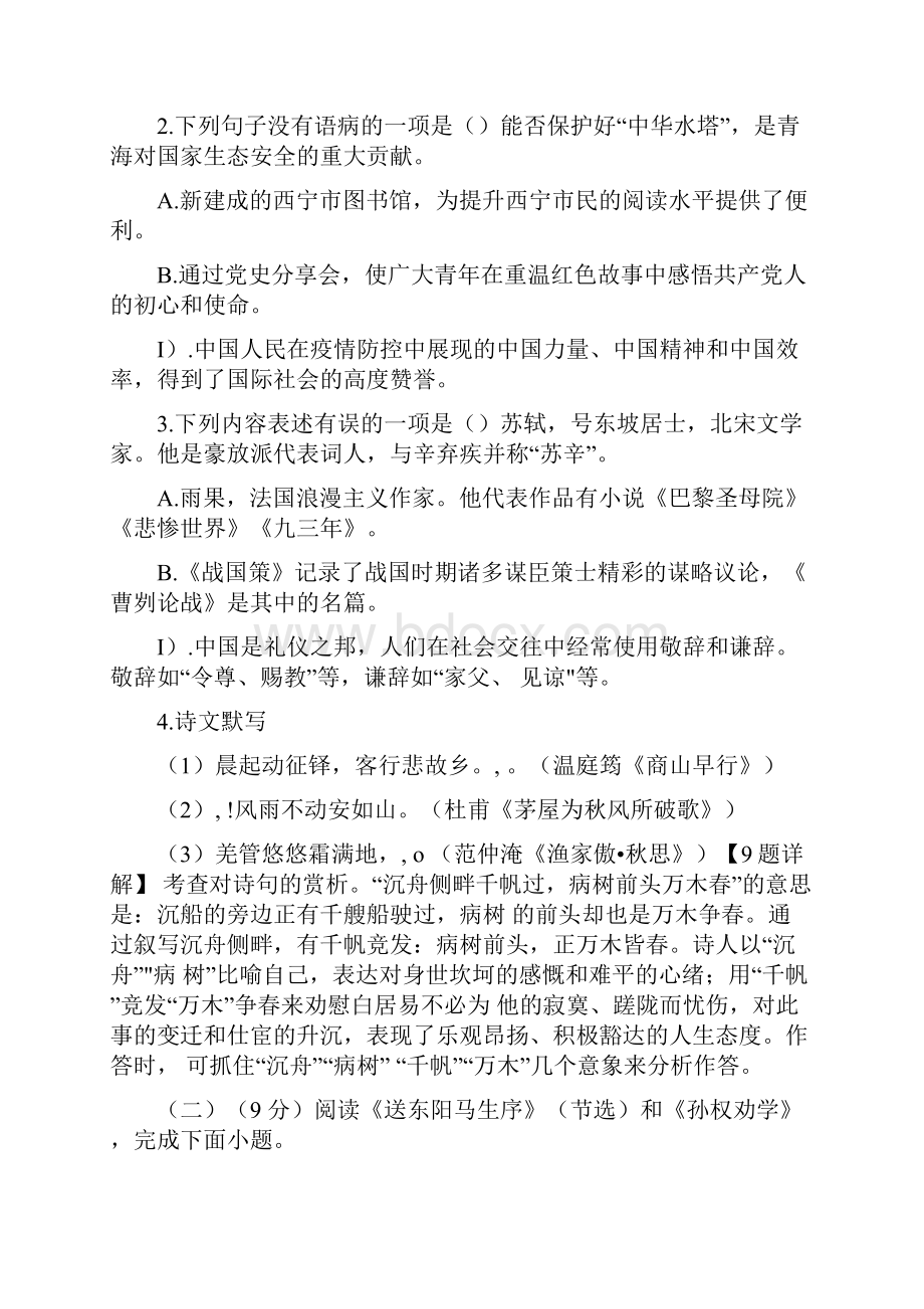 青海省西宁市九年级中考语文试题卷含答案解析.docx_第2页