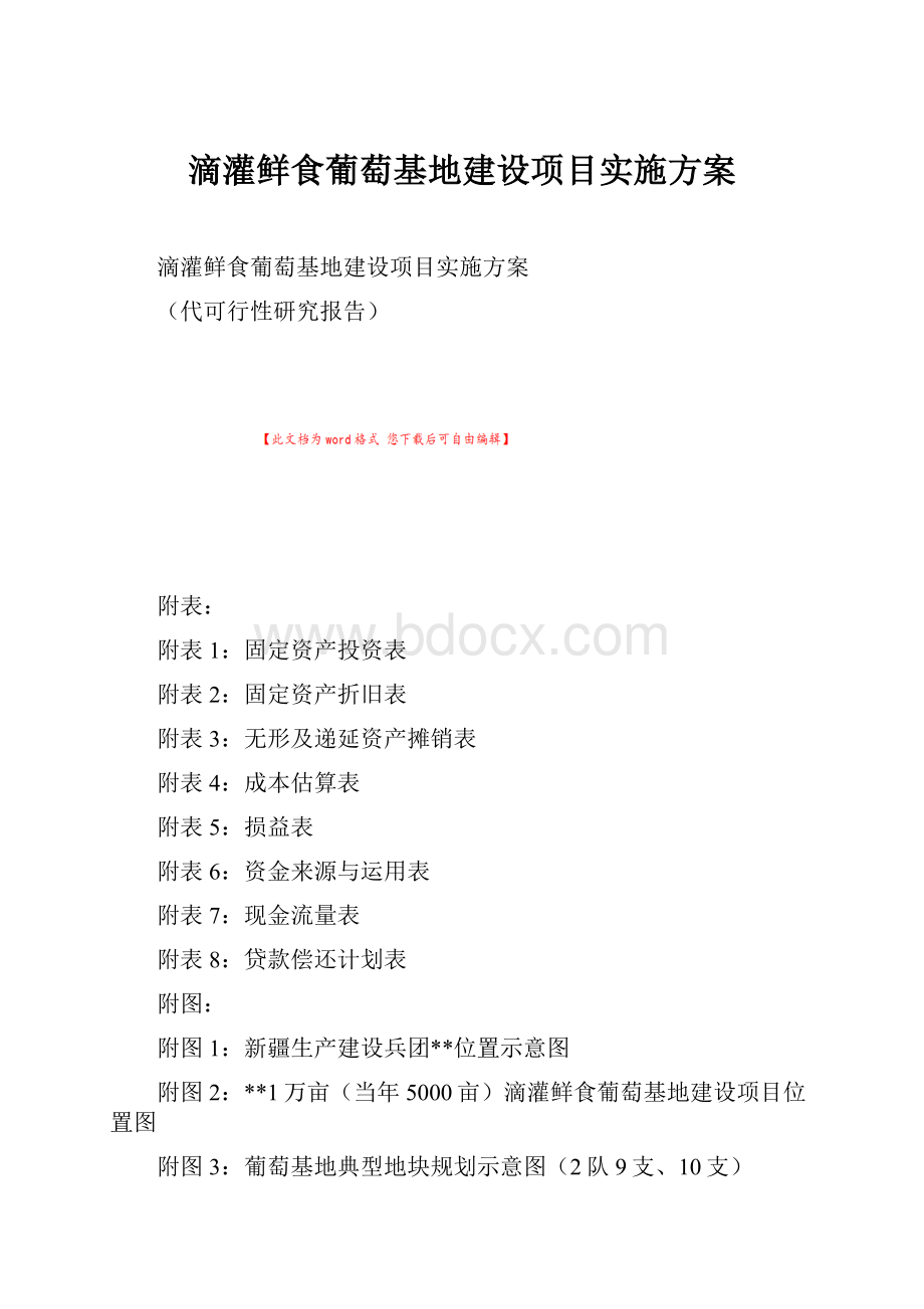 滴灌鲜食葡萄基地建设项目实施方案Word格式.docx