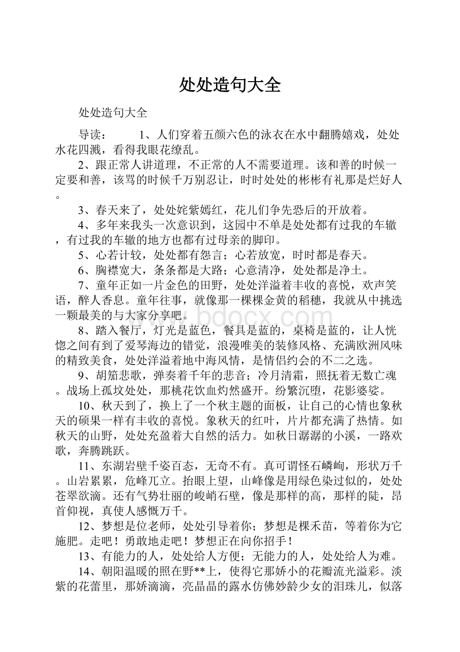 处处造句大全Word格式文档下载.docx