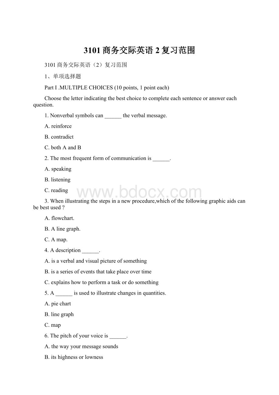 3101商务交际英语2复习范围Word格式文档下载.docx_第1页