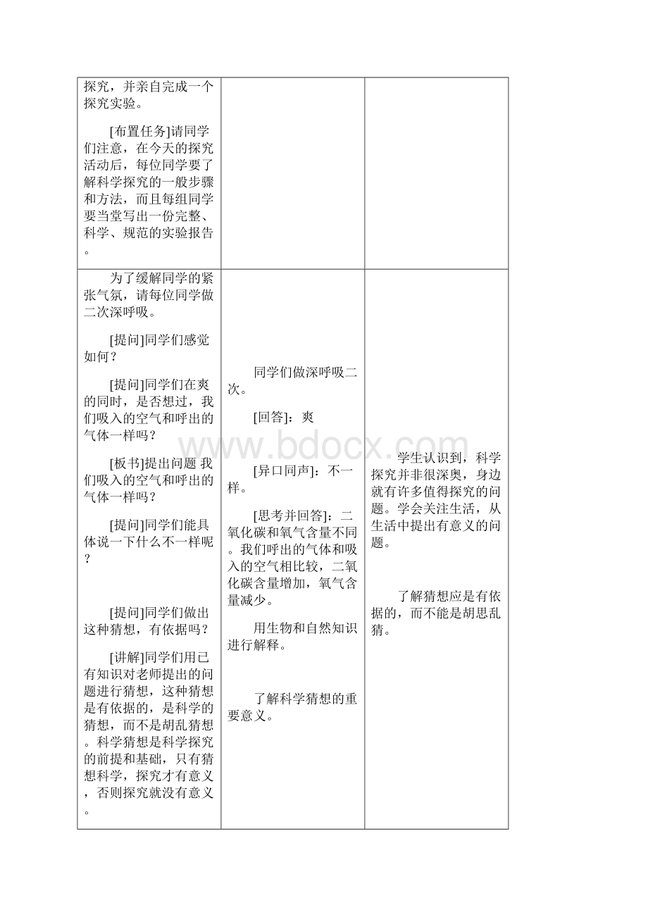 对人体吸入的空气和呼出气体的探究教学设计文档格式.docx_第3页