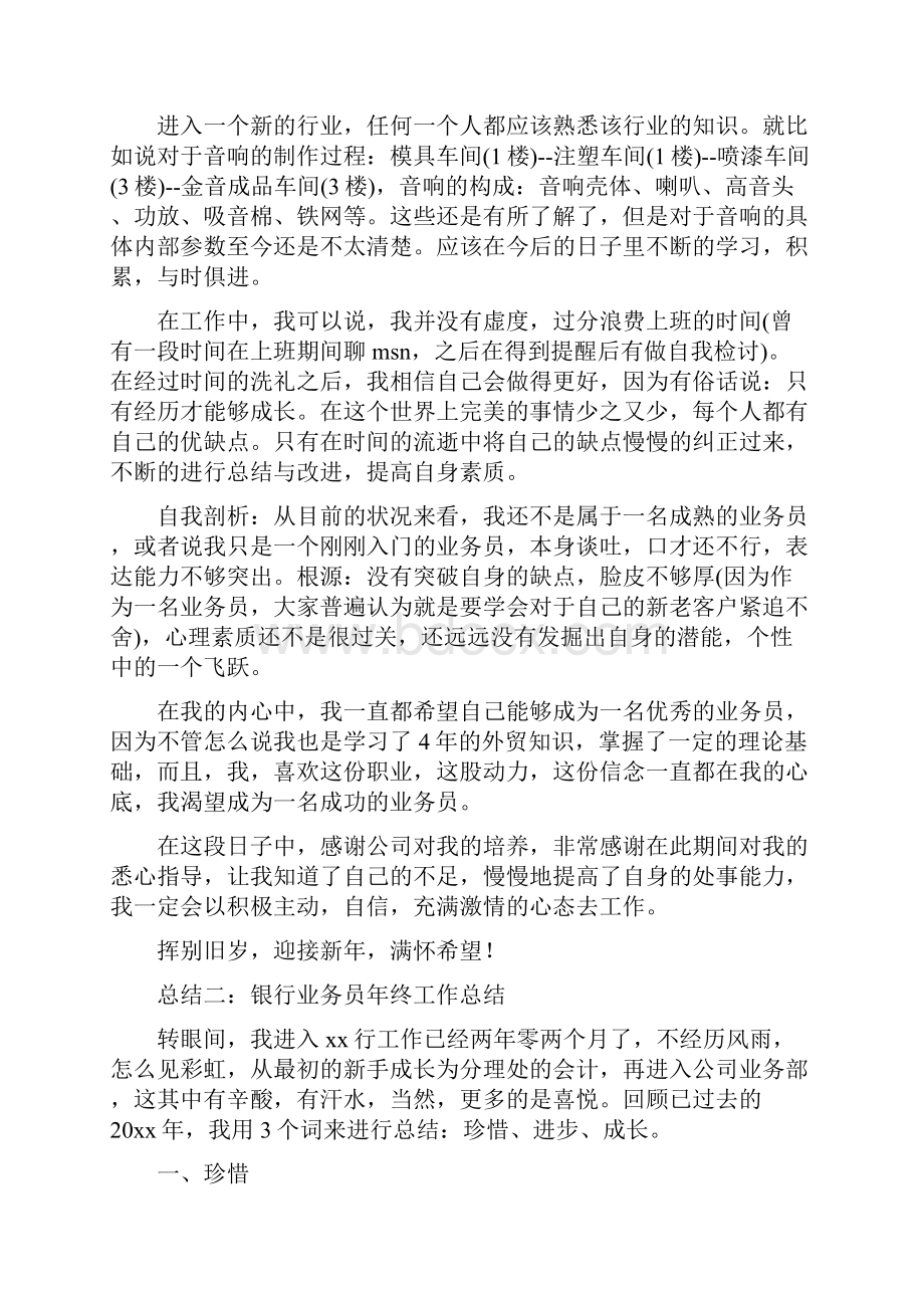 推荐201X业务员年终工作总结范文实用word文档 12页文档格式.docx_第3页