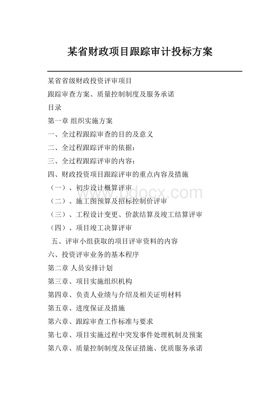 某省财政项目跟踪审计投标方案.docx_第1页