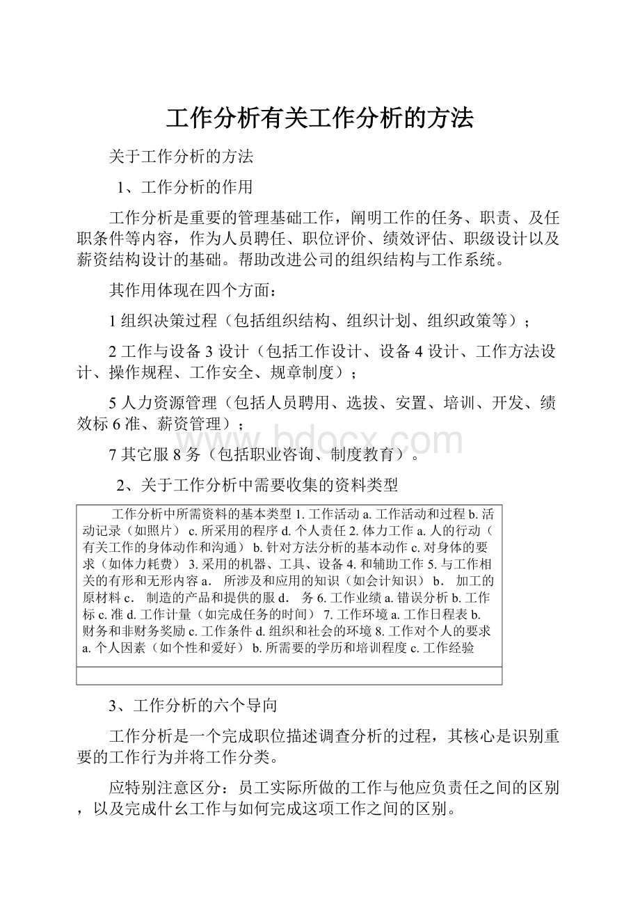 工作分析有关工作分析的方法Word文档下载推荐.docx