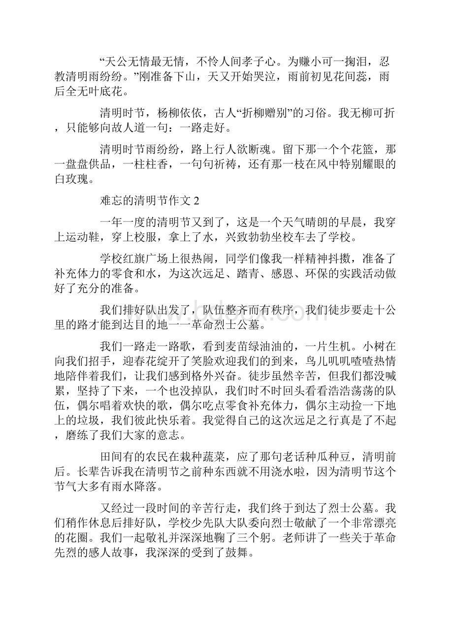 难忘的清明节作文10篇Word文档下载推荐.docx_第2页