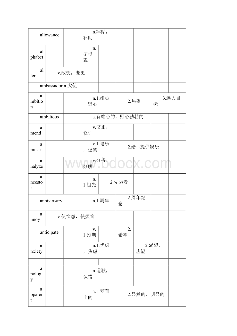 英语A级词汇表.docx_第3页