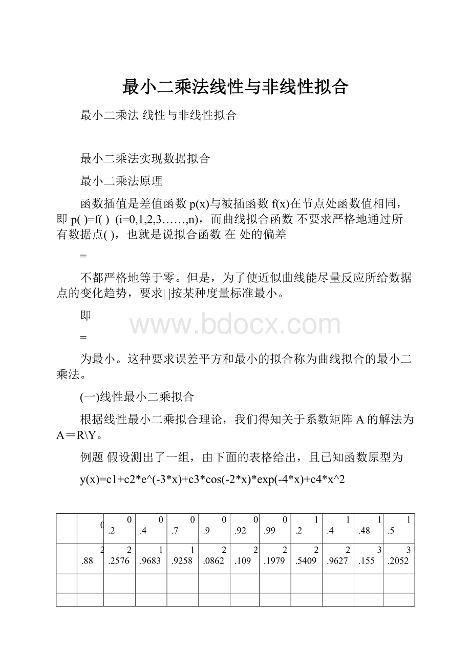 最小二乘法线性与非线性拟合Word下载.docx